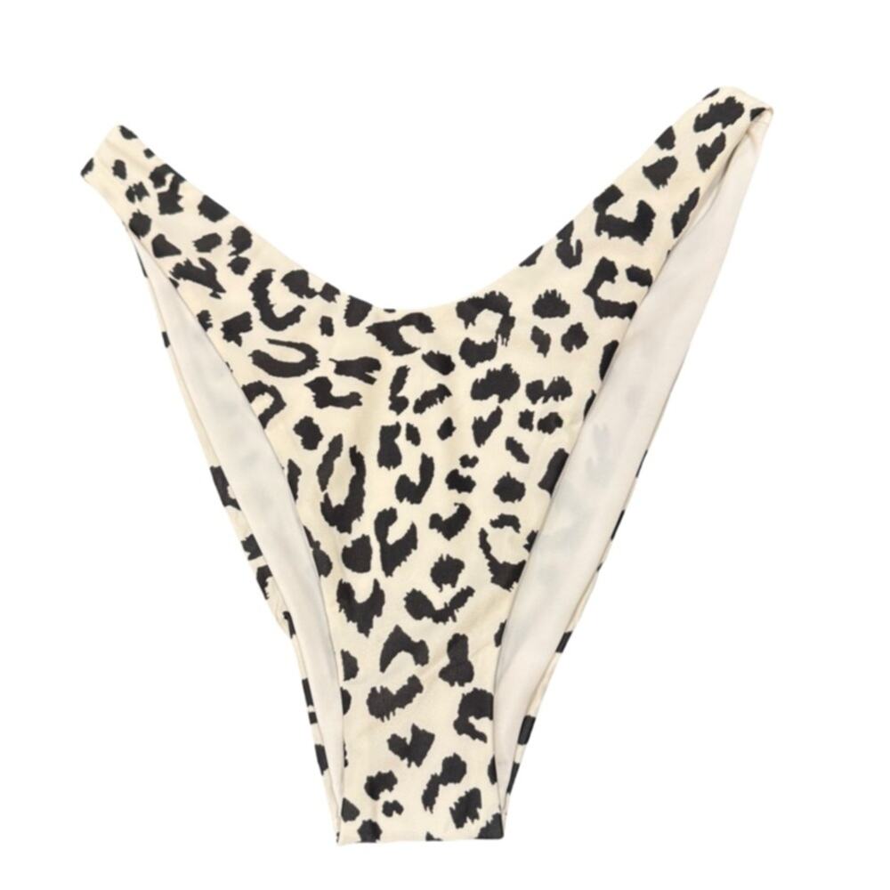 AERIE Cheekier Bikini Bottom Size M Leopard Animal Print White Swimw…